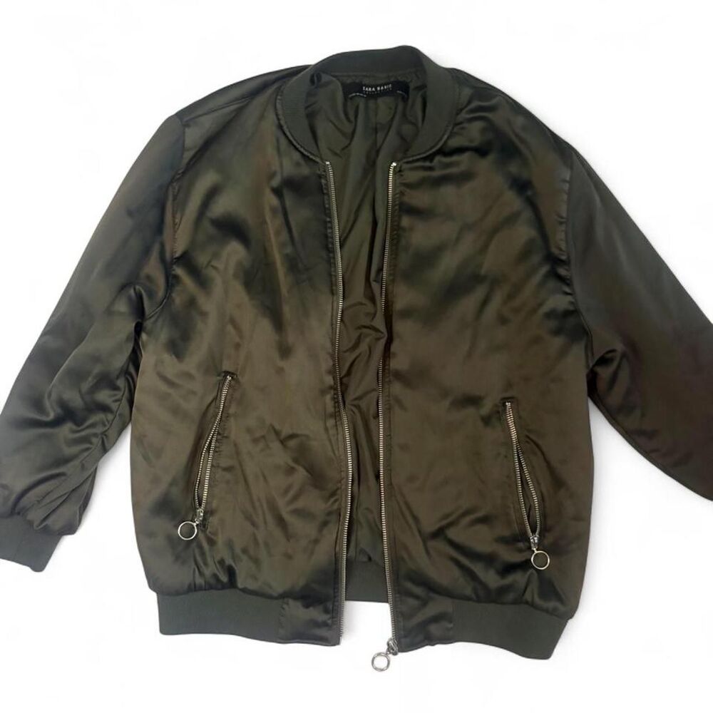 Zara Women's Khaki and Green Jacket